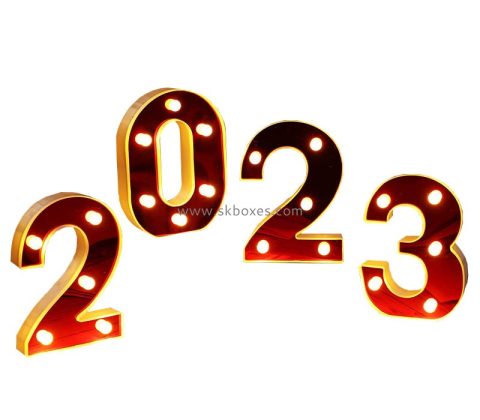 Lucite boxes supplier custom acrylic LED light up number for graduation party decor BLD-050