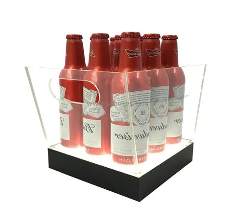 China lucite manufacturer custom acrylic luminous beer bottles display holder BLD-058