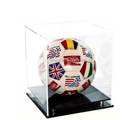 Lucite box supplier custom acrylic anti-dust soccer showcase with black base BDC-2382