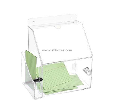 Perspex products supplier custom wall acrylic comment box with notepapaer holder BBS-789