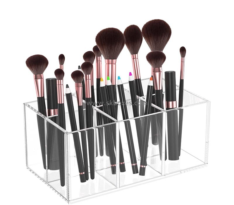 Plexiglass item manufacturer custom acrylic 6-slots cosmetic brushes storage organizer BMB-227