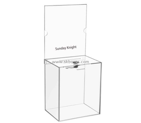 Custom wholesale acrylic charity collection box with slot BDB-344