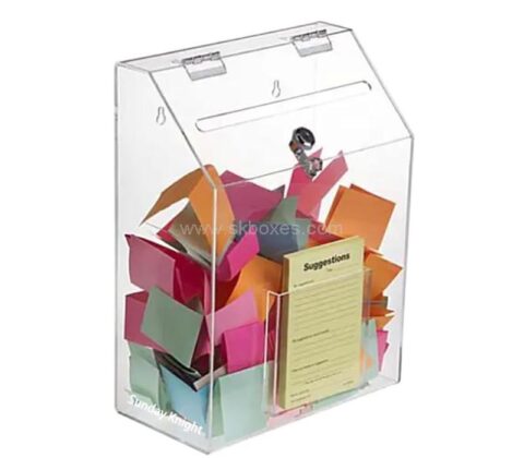 Wholesale custom acrylic wall suggestion box with notepad holder