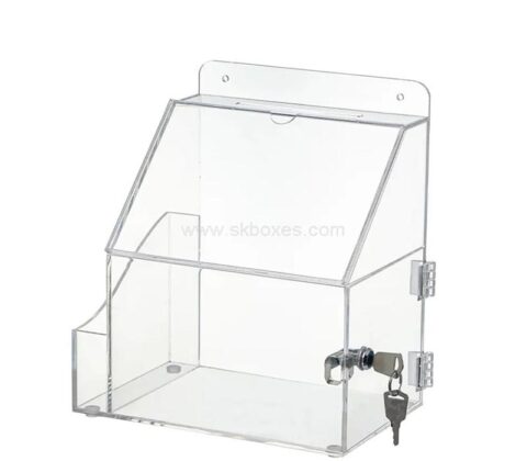 Wholesale custom acrylic wall ballot box with brochure holder