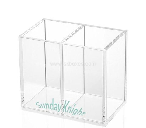 Wholesale custom acrylic 2 dividers makeup brushes holder