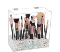 Wholesale custom acrylic 2 slots beauty brushes storage box